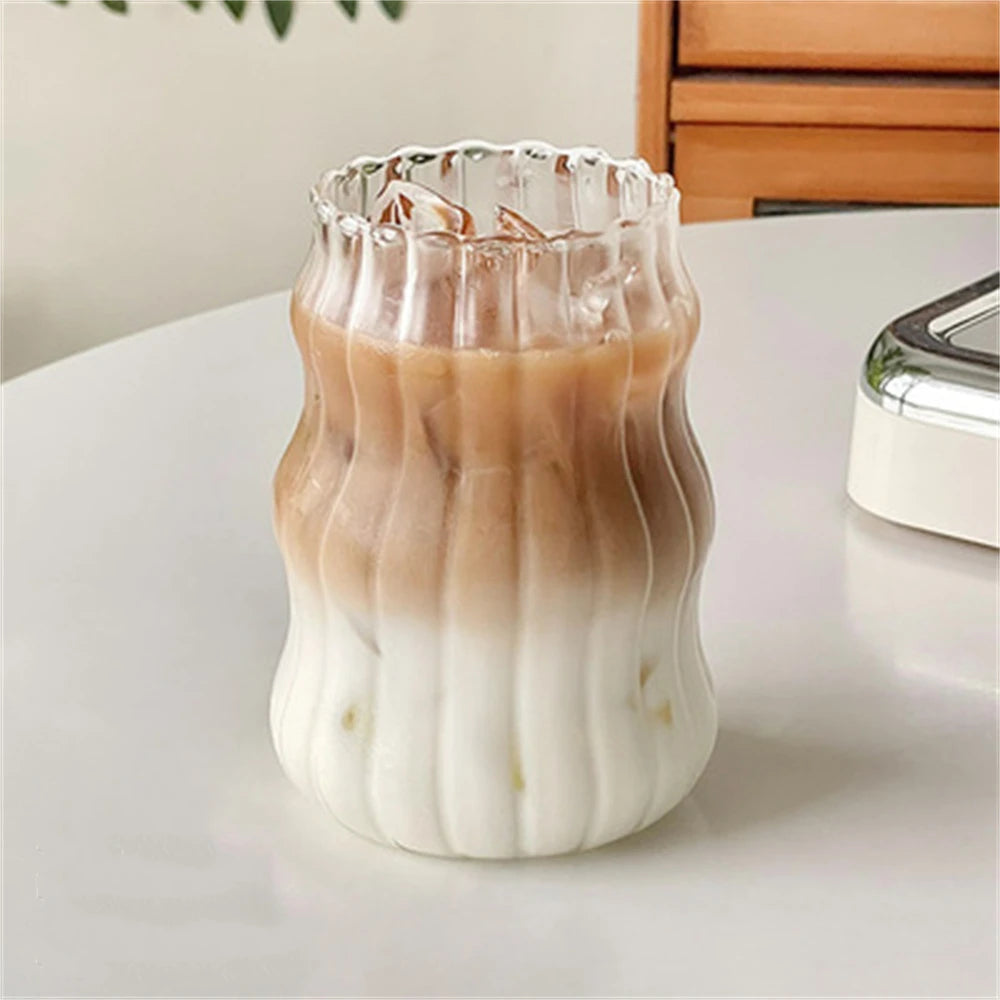 530ML Heat-Resistant Striped Glass Tumbler