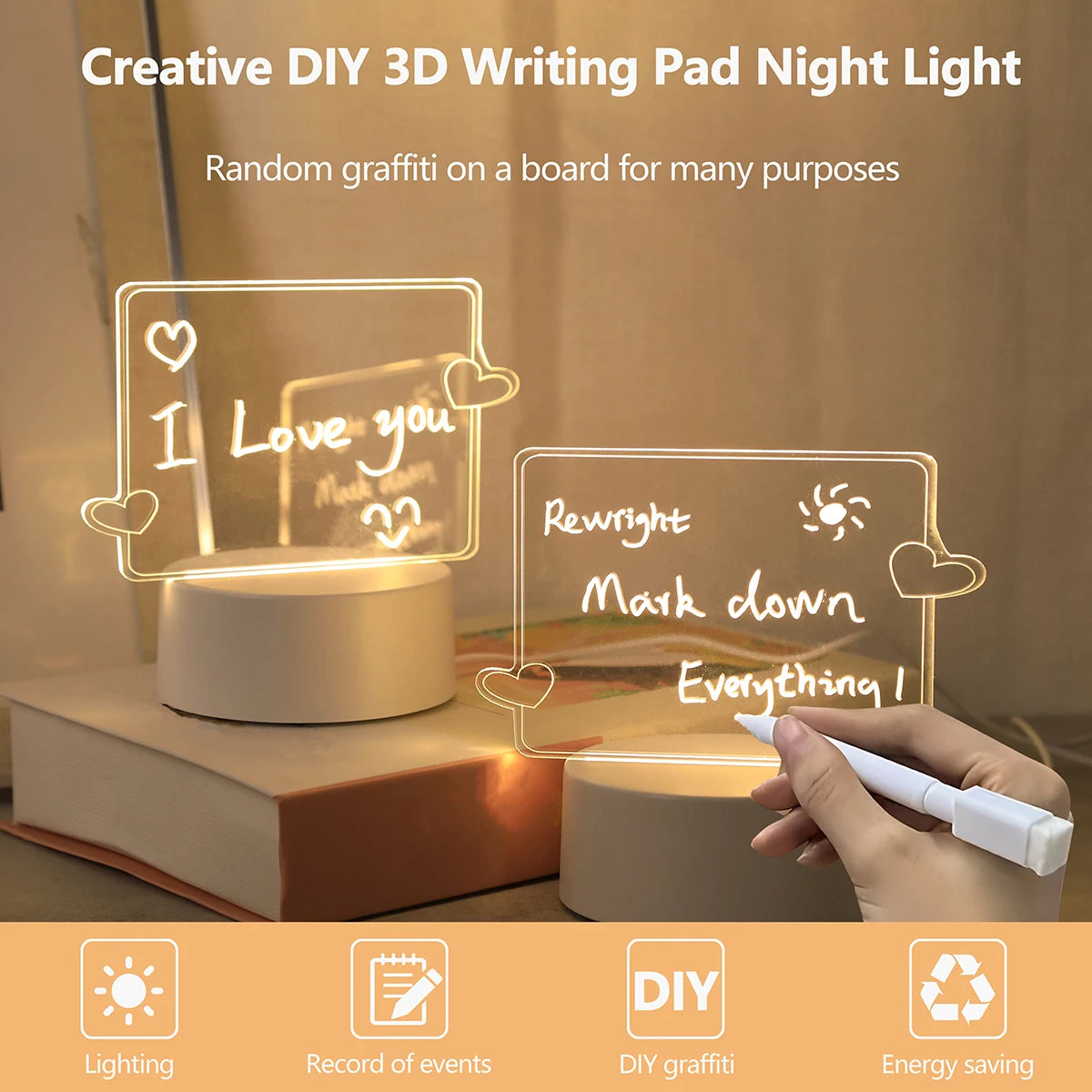 Erasable message board night light