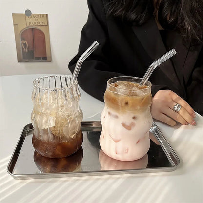 530ML Heat-Resistant Striped Glass Tumbler