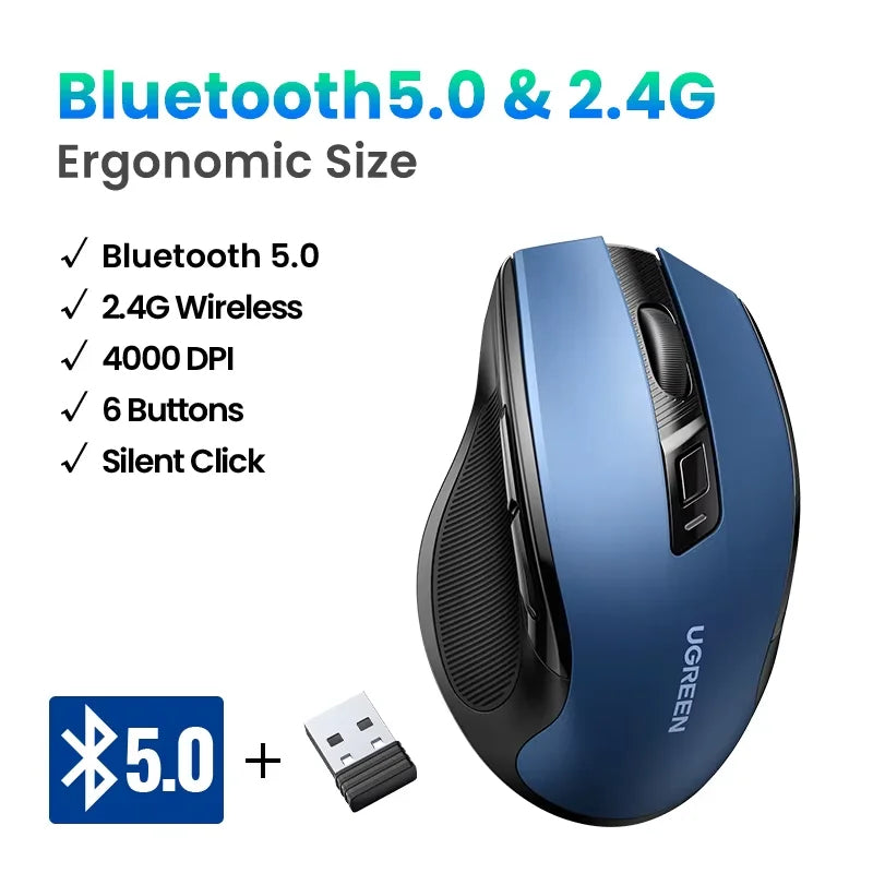 Bluetooth 5.0 Wireless Ergonomic Mouse