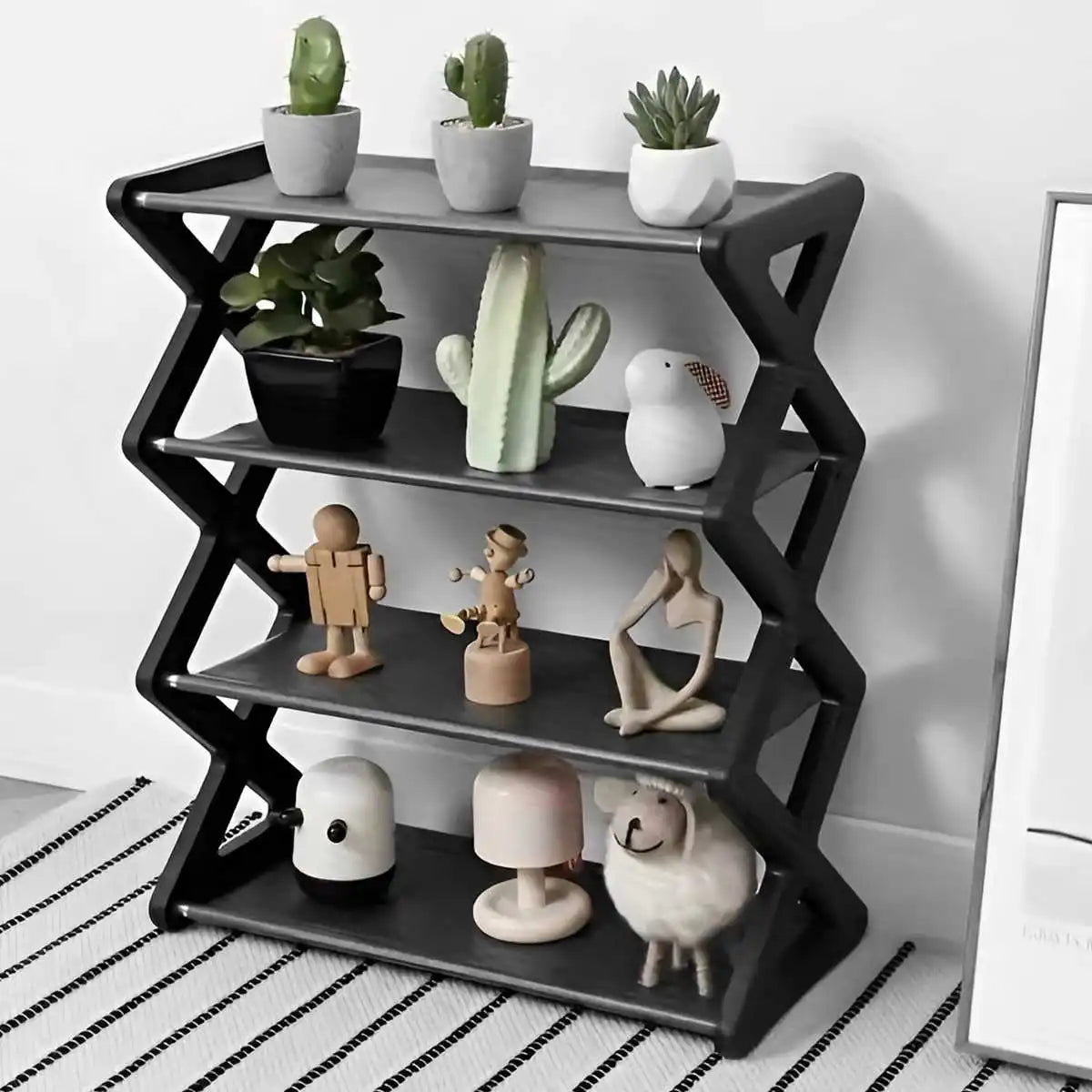 Four-Tier X-Shaped Metal Shoe Storage Rack