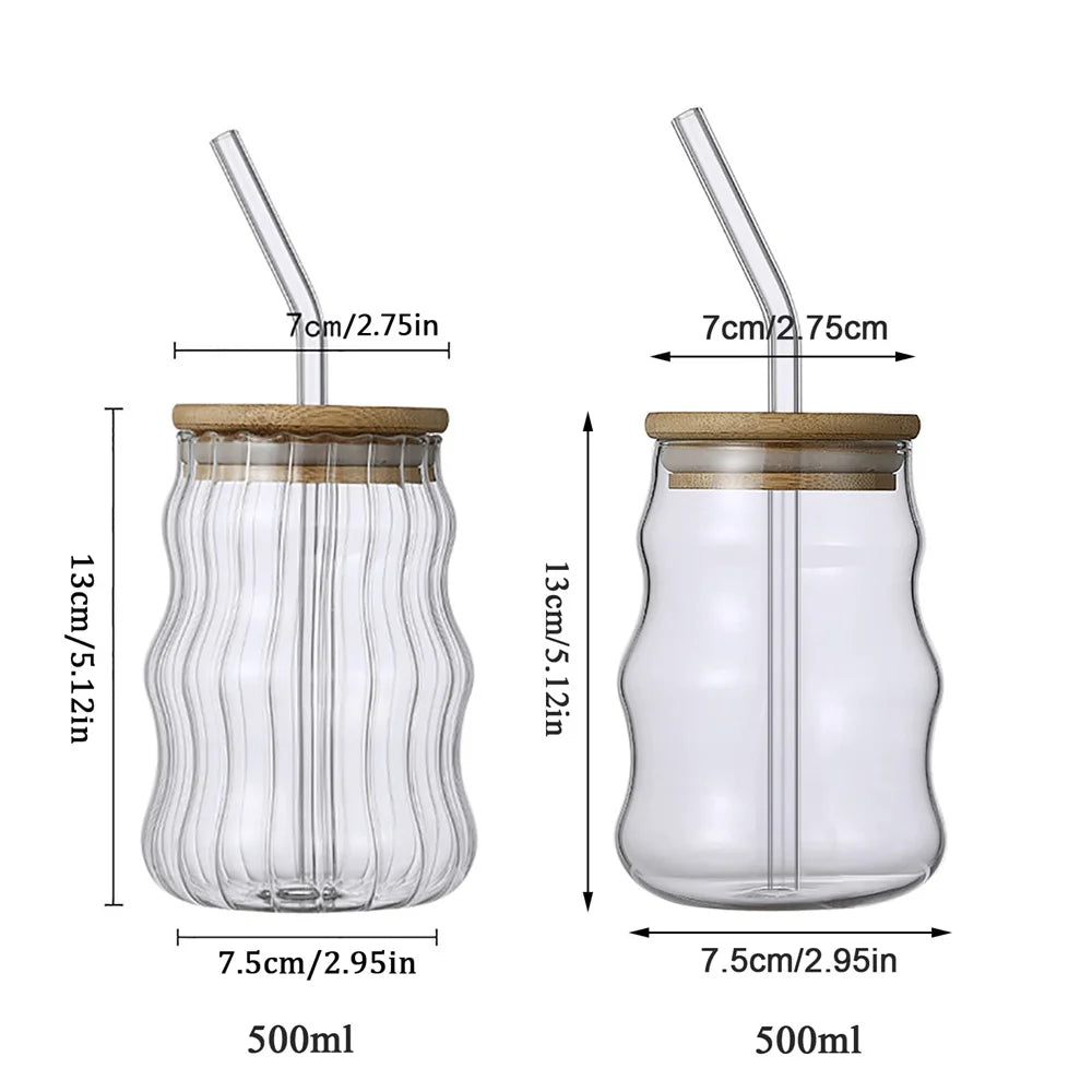 530ML Heat-Resistant Striped Glass Tumbler
