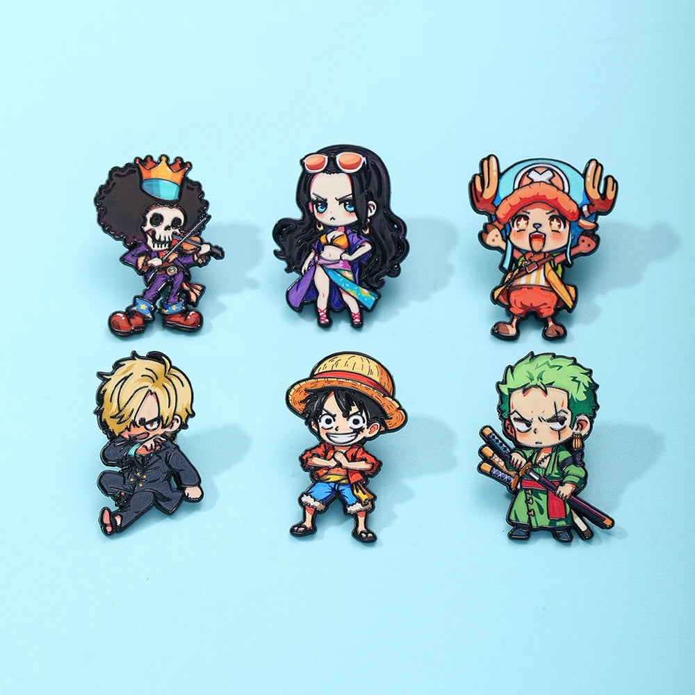 Six Piece One Piece Cartoon Character Brooch Set