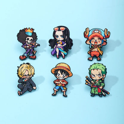 Six Piece One Piece Cartoon Character Brooch Set