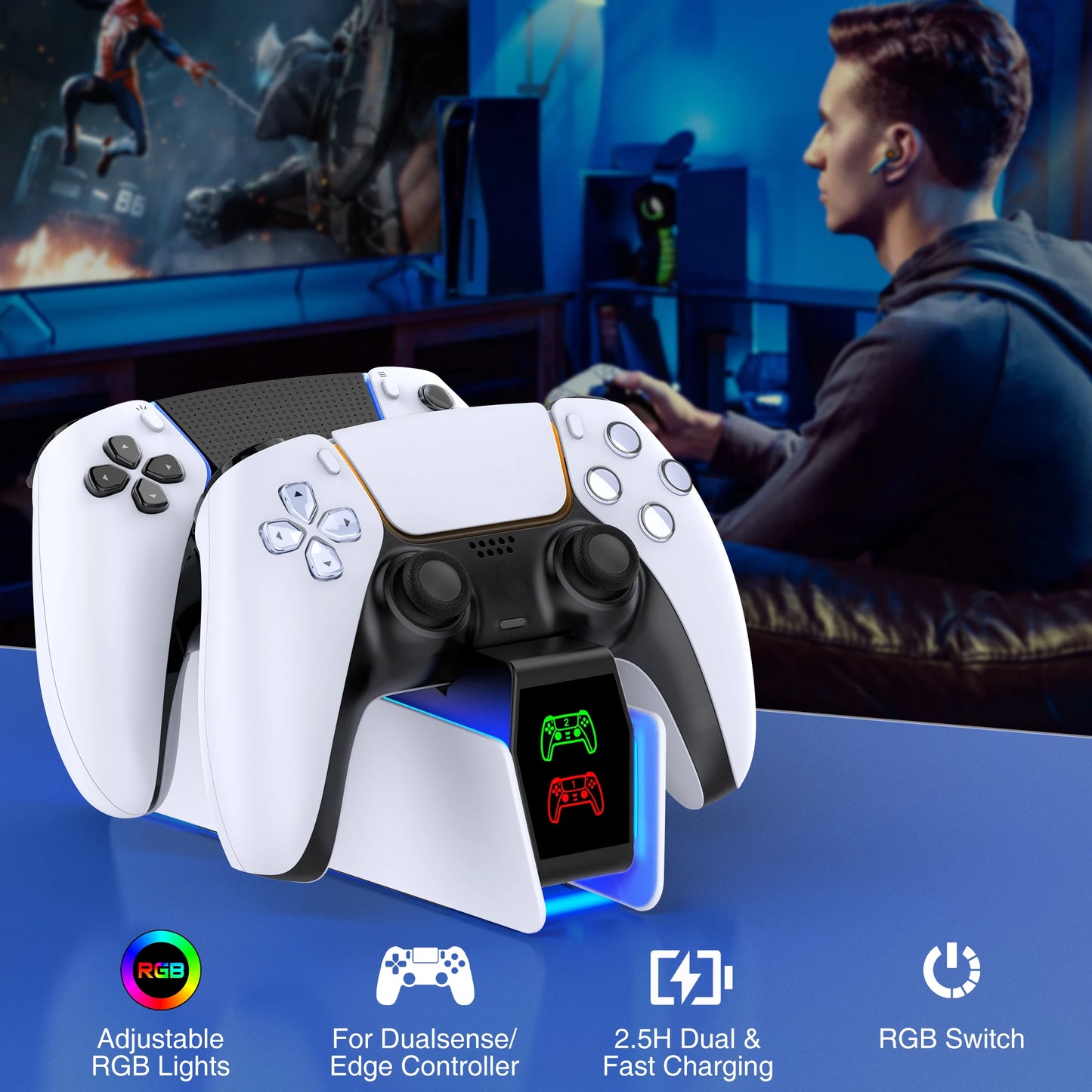 RGB Dual Controller Charging Station Dock