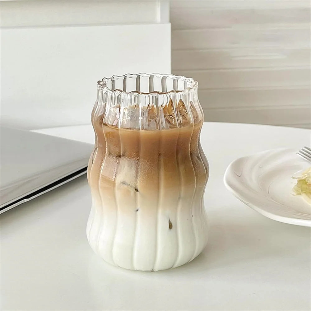 530ML Heat-Resistant Striped Glass Tumbler