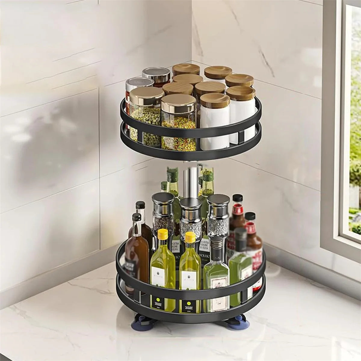 360-Degree Rotating Metal Spice Rack