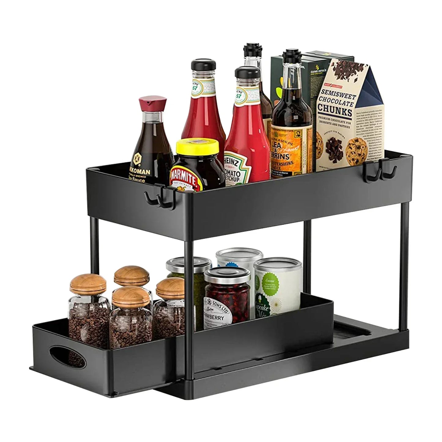 Two-tier under sink organizer