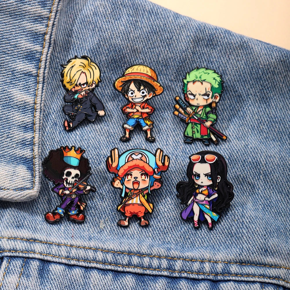 Six Piece One Piece Cartoon Character Brooch Set