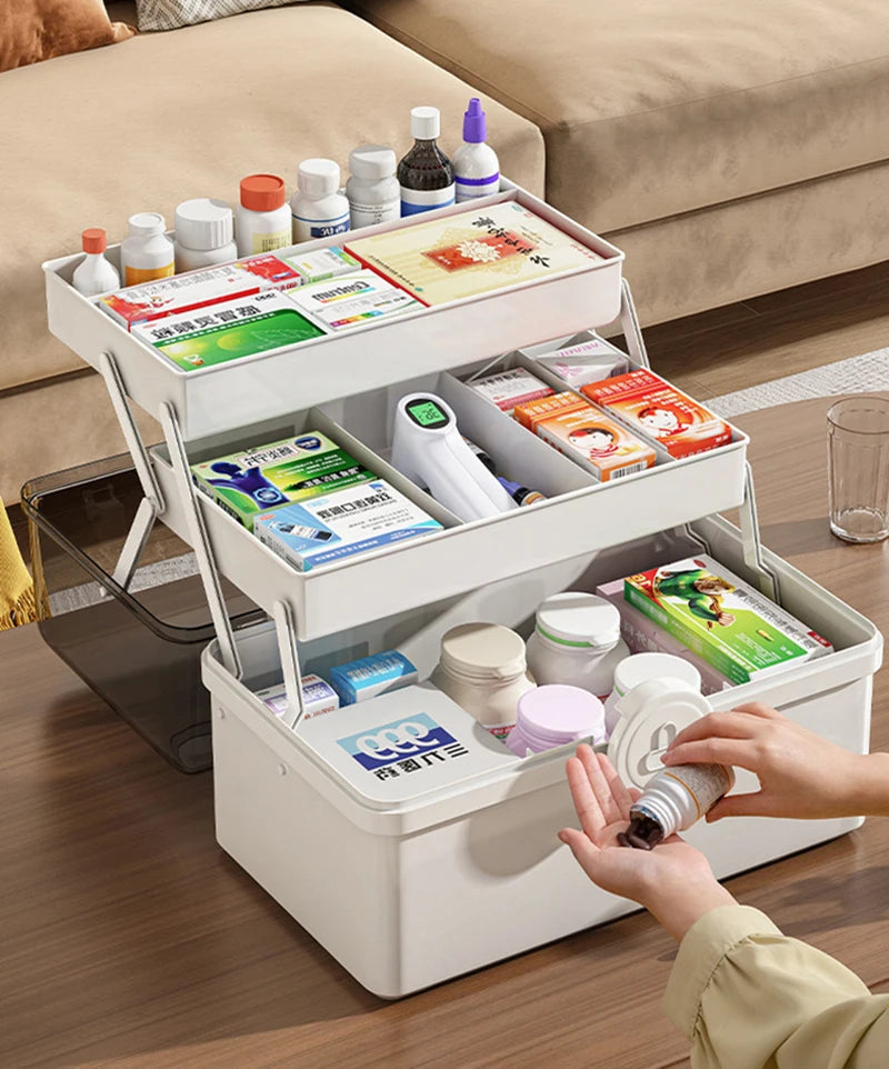 Family medicine organizer storage box