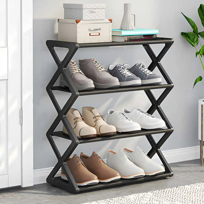 Four-Tier X-Shaped Metal Shoe Storage Rack