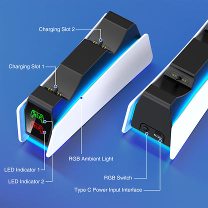 RGB Dual Controller Charging Station Dock
