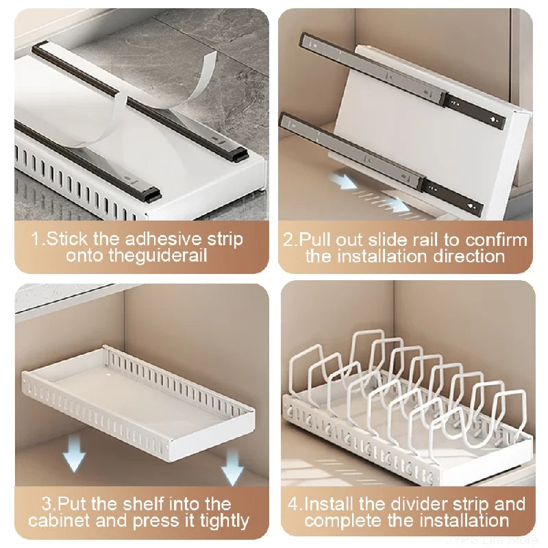 Sliding Steel Pots and Pans Organizer