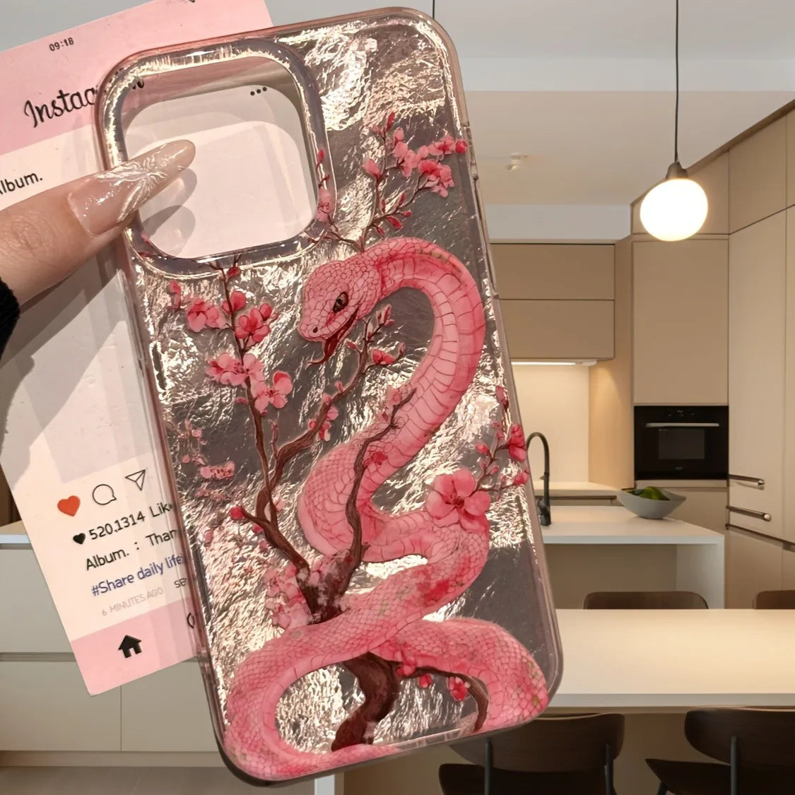 Illustrated Plum Blossom Snake Phone Case