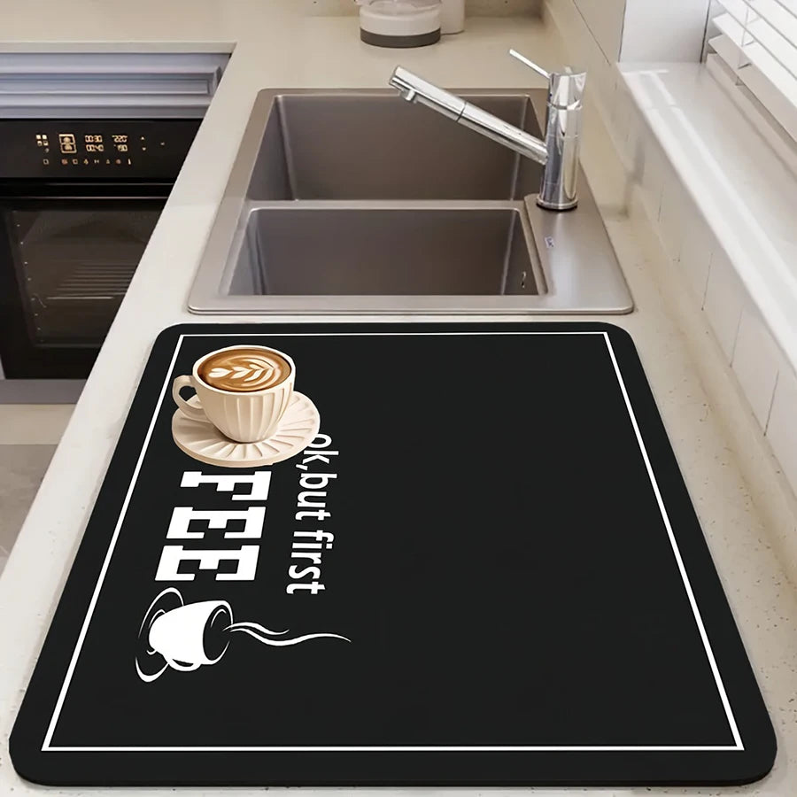 Black Coffee Printed Diatom Drying Mat