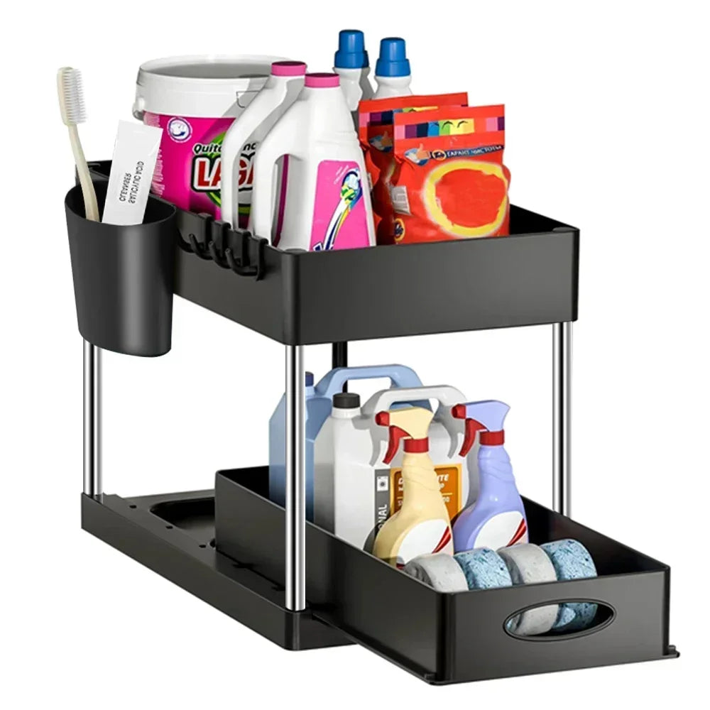 Two-tier under sink organizer