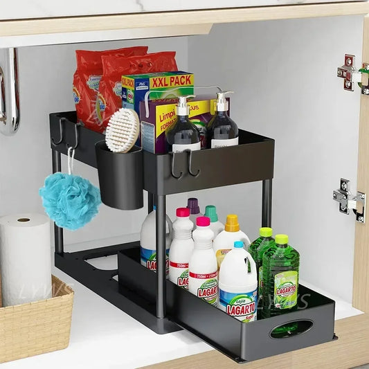 Two-tier under sink organizer