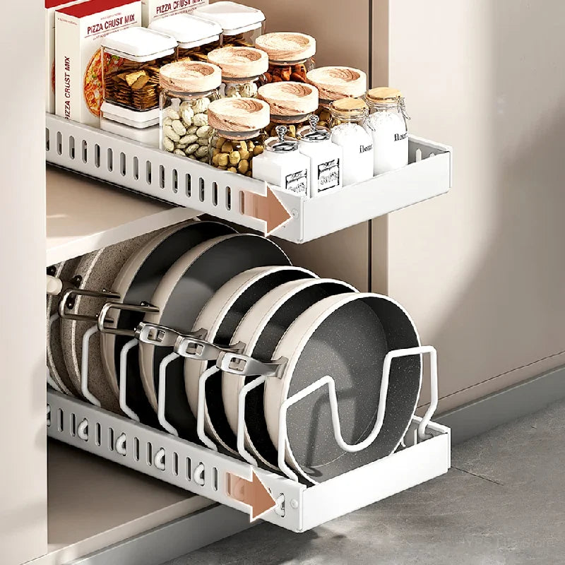 Sliding Steel Pots and Pans Organizer