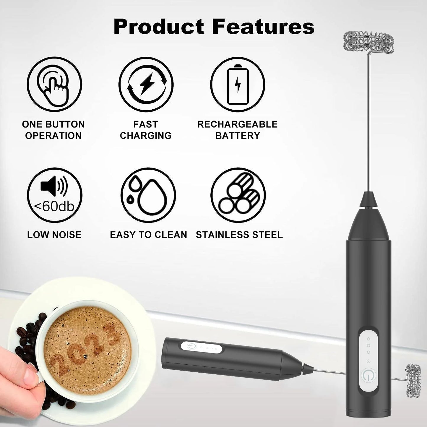 USB Rechargeable Mini Milk Frother