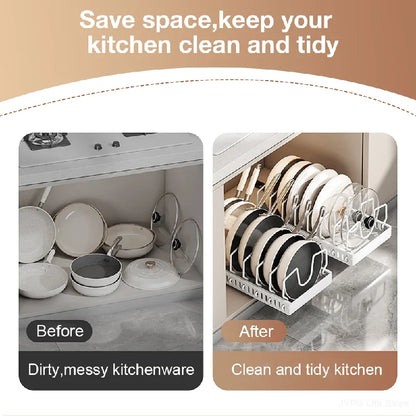 Sliding Steel Pots and Pans Organizer