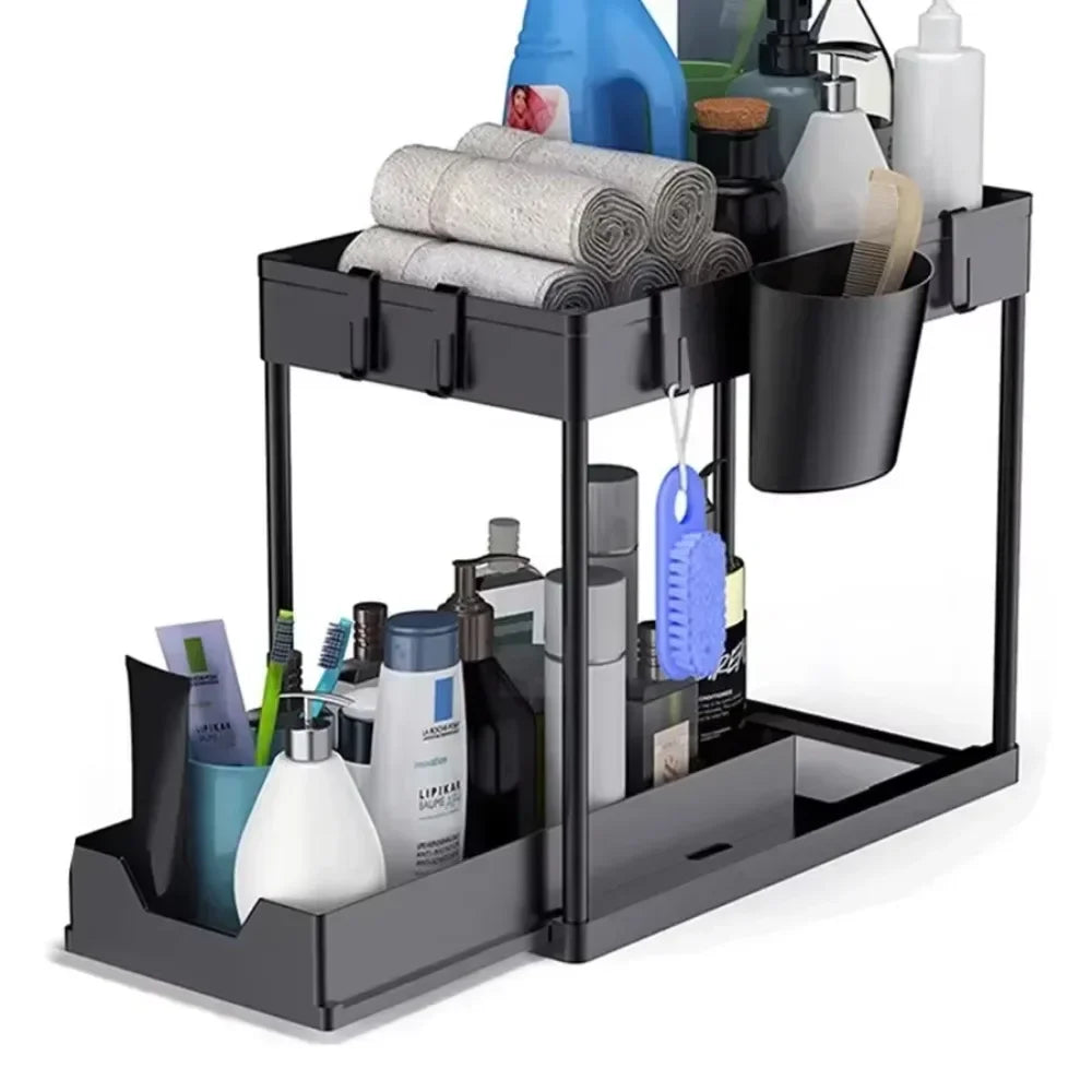 Two-tier under sink organizer