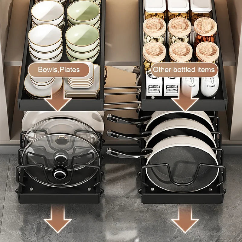 Sliding Steel Pots and Pans Organizer
