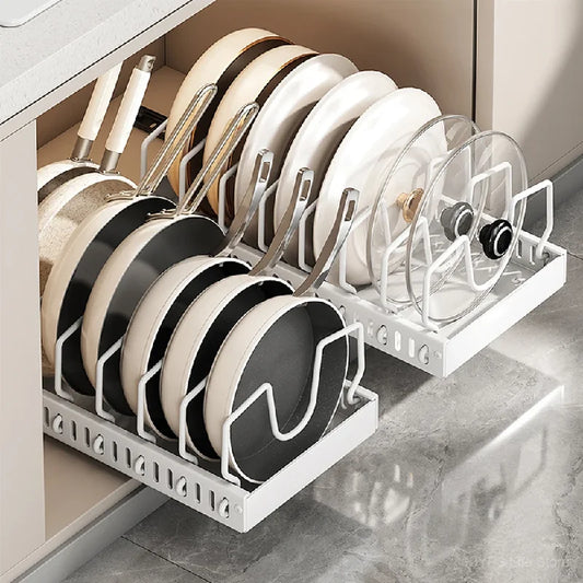 Sliding Steel Pots and Pans Organizer
