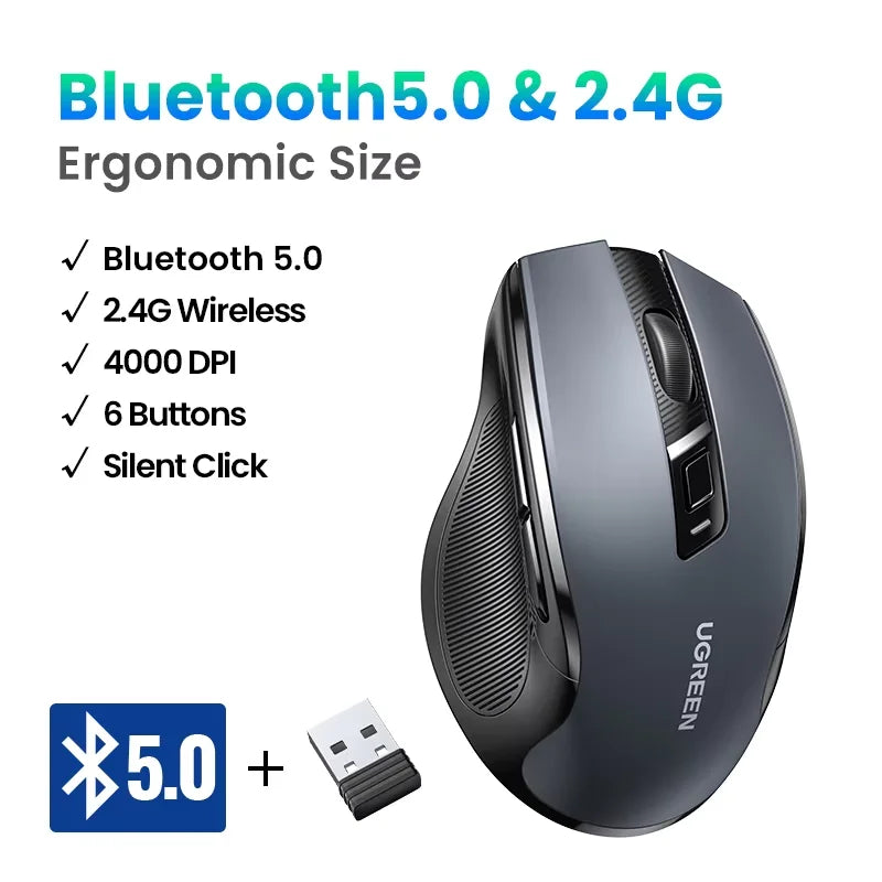 Bluetooth 5.0 Wireless Ergonomic Mouse