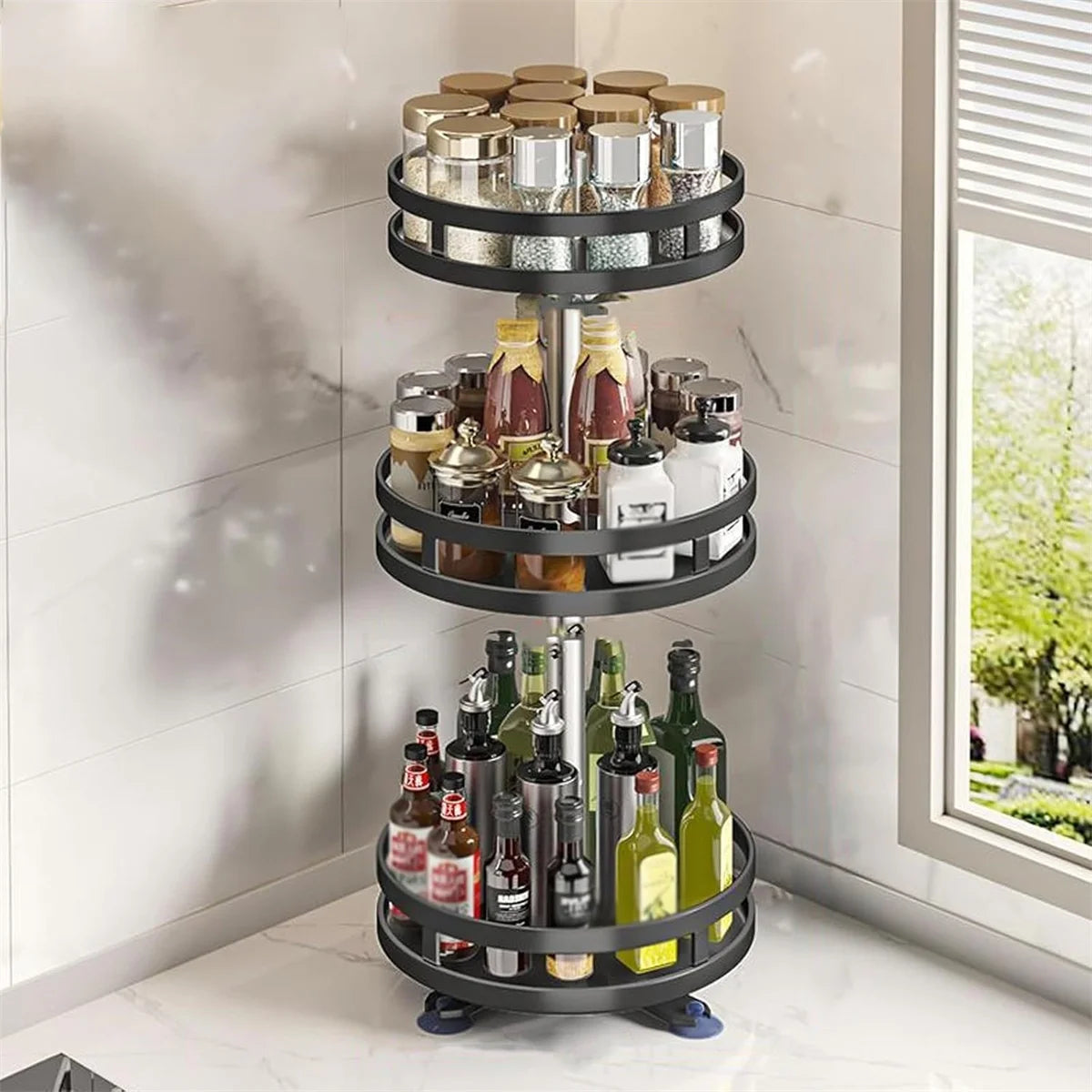 360-Degree Rotating Metal Spice Rack