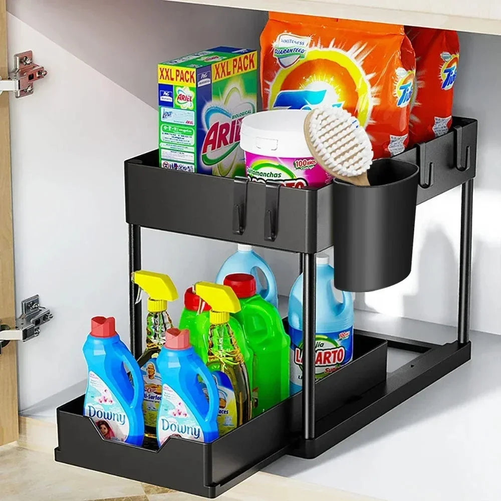 Two-tier under sink organizer
