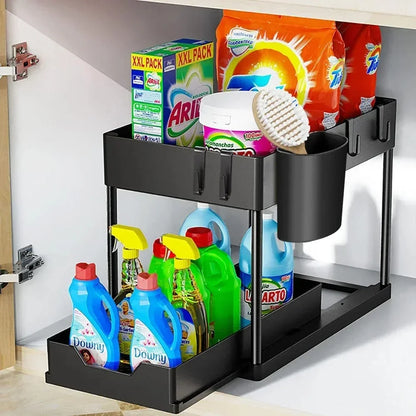 Two-tier under sink organizer