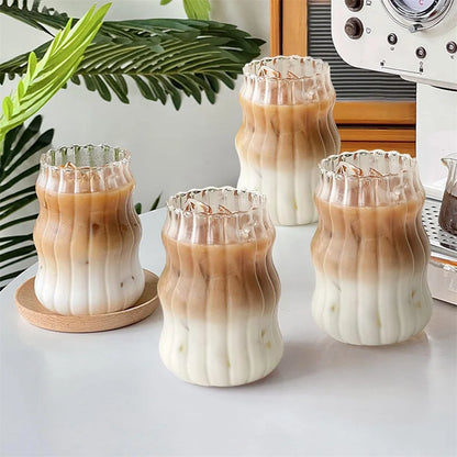 530ML Heat-Resistant Striped Glass Tumbler