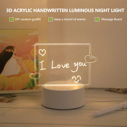 Erasable message board night light