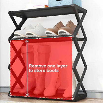 Four-Tier X-Shaped Metal Shoe Storage Rack