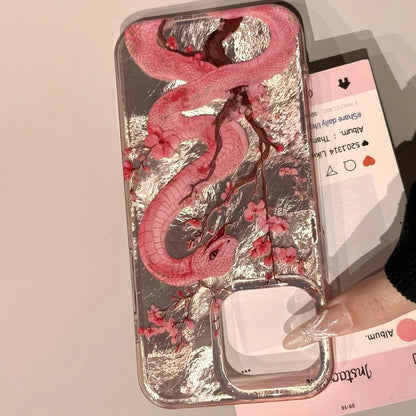 Illustrated Plum Blossom Snake Phone Case