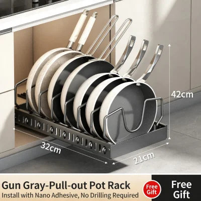 Sliding Steel Pots and Pans Organizer