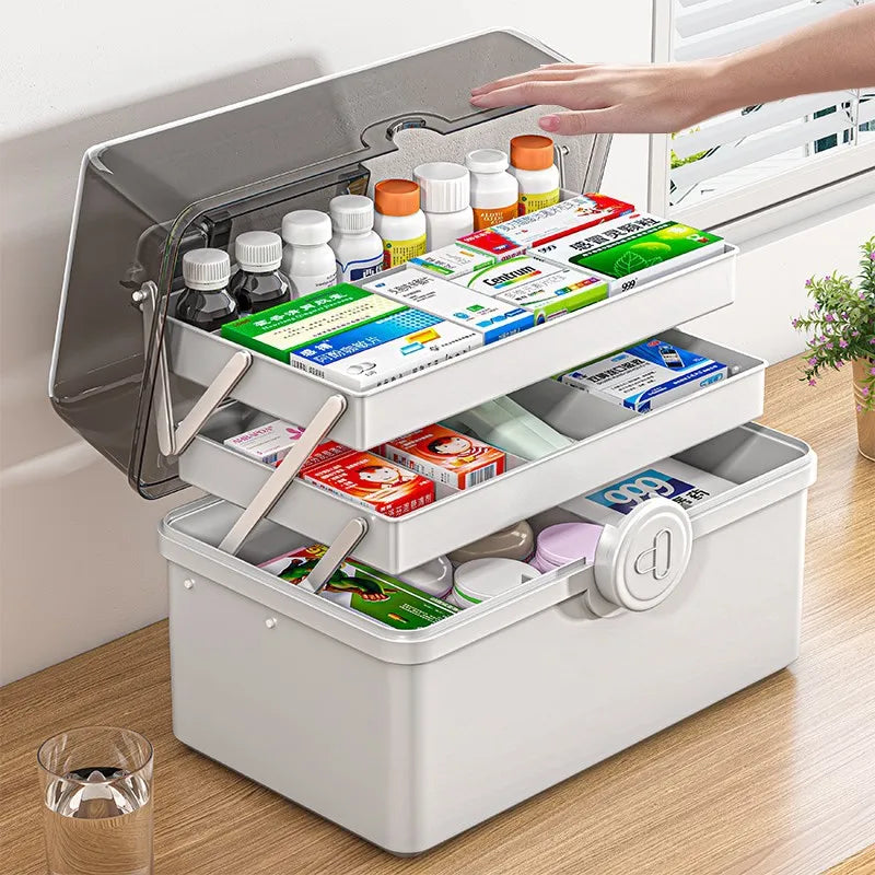 Family medicine organizer storage box