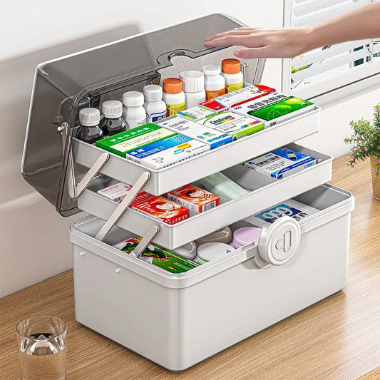 Family medicine organizer storage box