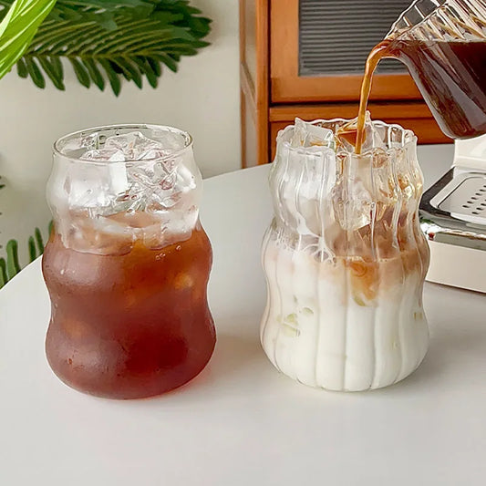 530ML Heat-Resistant Striped Glass Tumbler