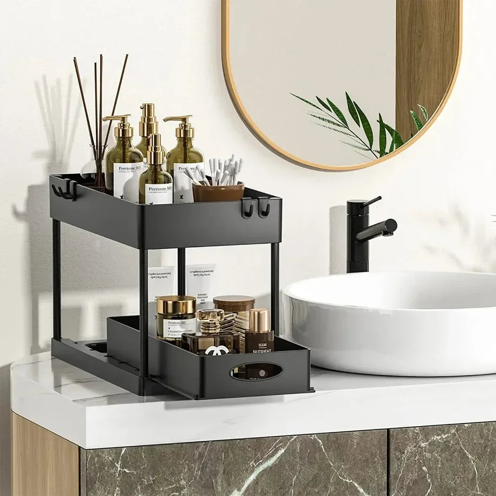 Two-tier under sink organizer