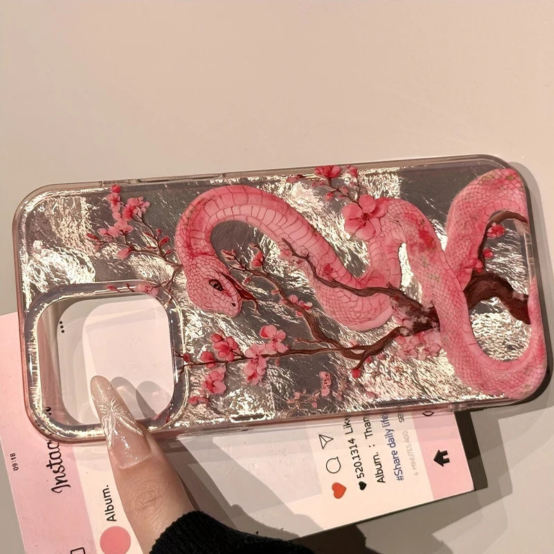 Illustrated Plum Blossom Snake Phone Case