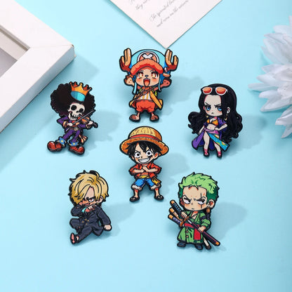 Six Piece One Piece Cartoon Character Brooch Set