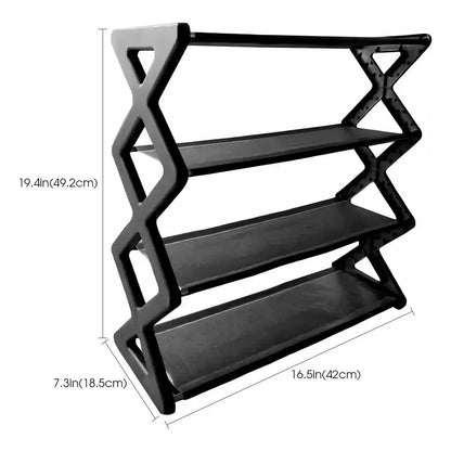 Four-Tier X-Shaped Metal Shoe Storage Rack