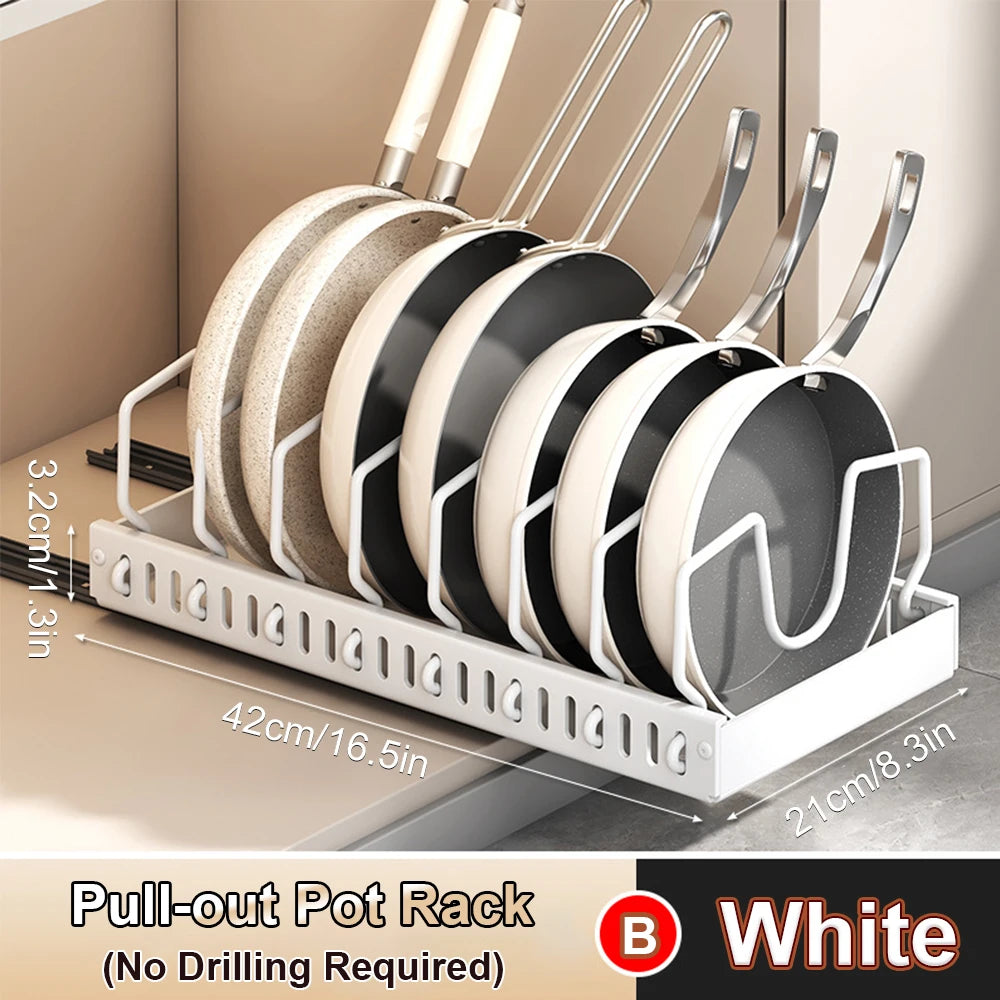 Sliding Steel Pots and Pans Organizer