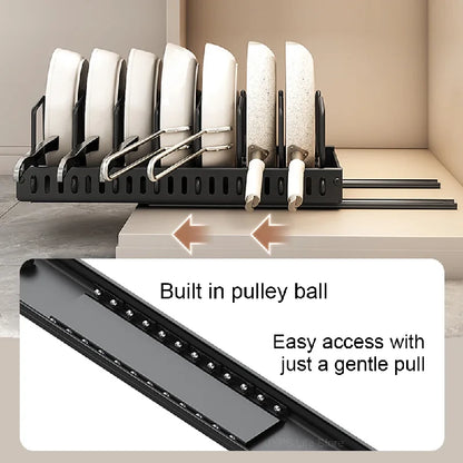 Sliding Steel Pots and Pans Organizer